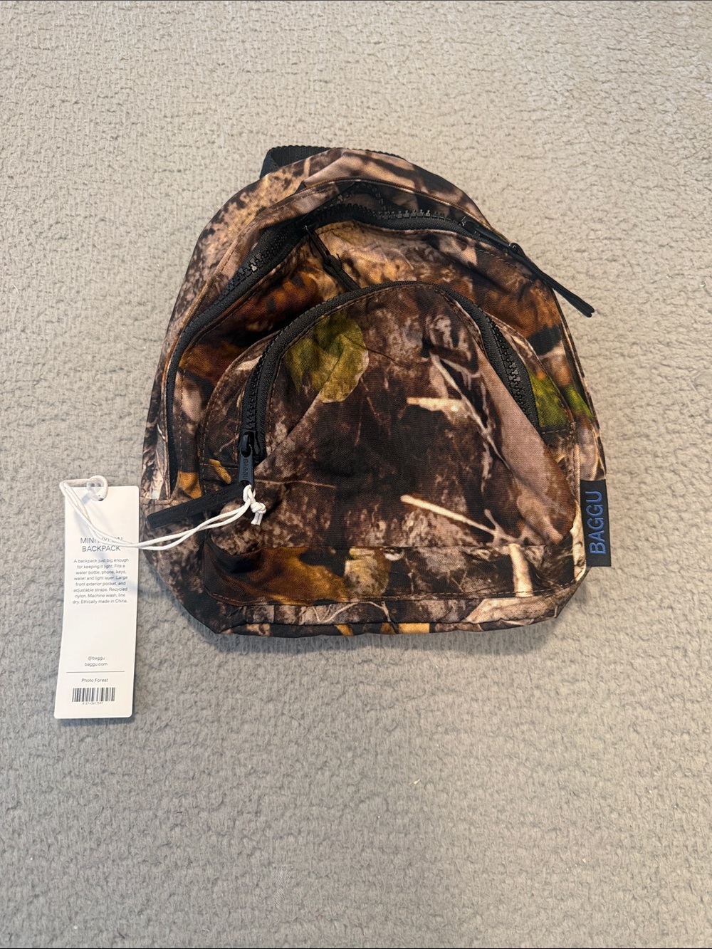 BAGGU Brown Green Camo Mini Backpack